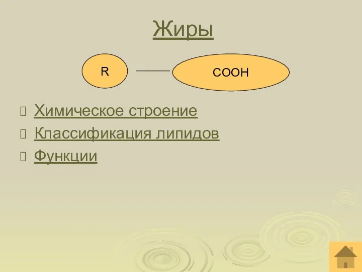 Жиры Химическое строение Классификация липидов Функции R CООН