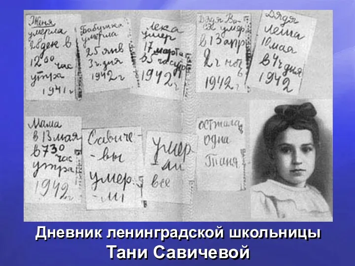 Дневник ленинградской школьницы Тани Савичевой