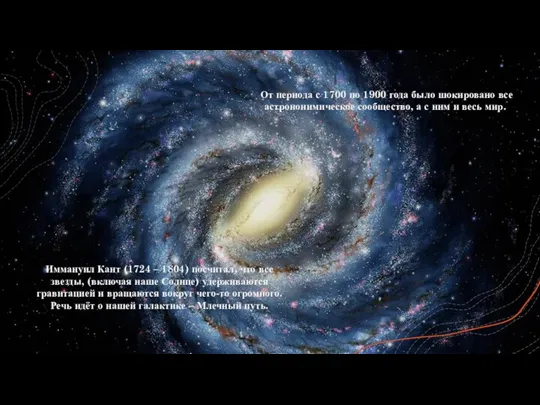 Иммануил Кант (1724 – 1804) посчитал, что все звезды, (включая наше Солнце)