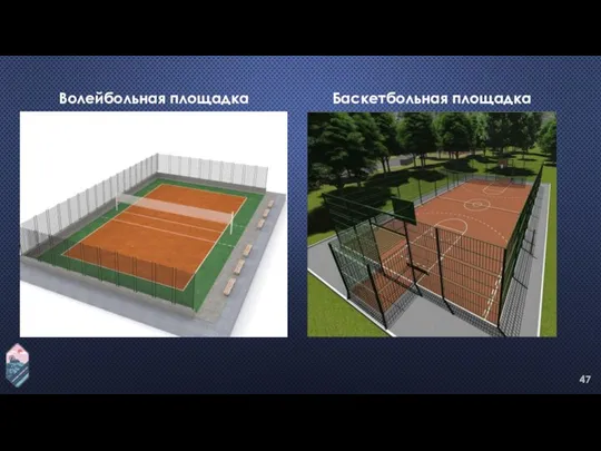 Волейбольная площадка Баскетбольная площадка