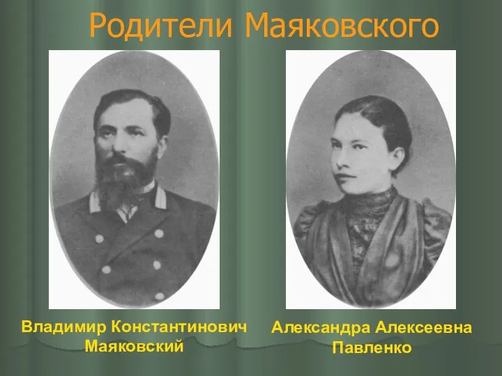 Владимир Константинович Маяковский Александра Алексеевна Павленко Родители Маяковского