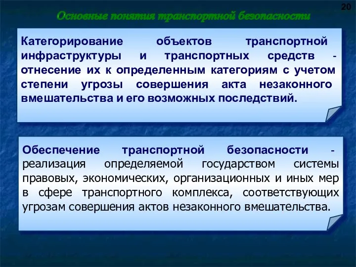 Категорирование объектов транспортной инфраструктуры и транспортных средств - отнесение их к определенным