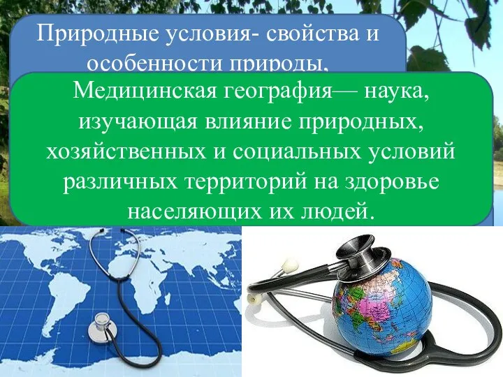 Природные условия- свойства и особенности природы, оказывающие непосредственное влияние на расселение людей,