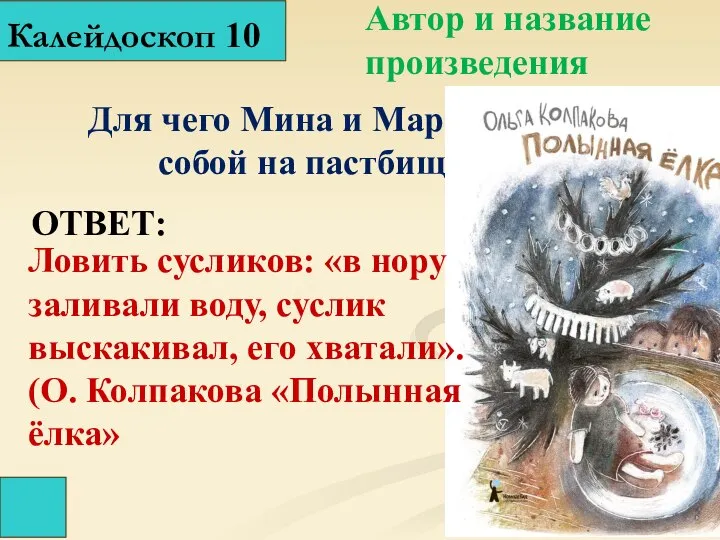 Калейдоскоп 10 ОТВЕТ: Для чего Мина и Марийхе брали с собой на