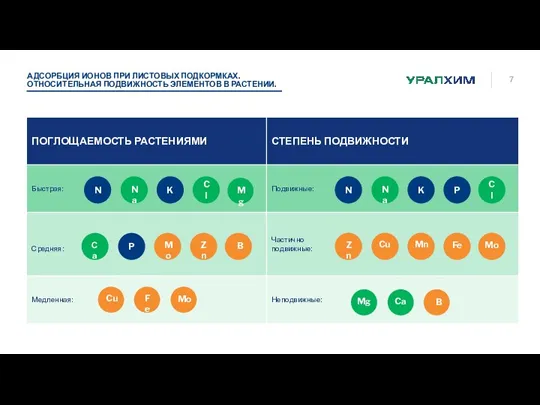АДСОРБЦИЯ ИОНОВ ПРИ ЛИСТОВЫХ ПОДКОРМКАХ. ОТНОСИТЕЛЬНАЯ ПОДВИЖНОСТЬ ЭЛЕМЕНТОВ В РАСТЕНИИ. N K