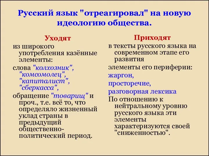 Русский язык "отреагировал" на новую идеологию общества. Уходят из широкого употребления казённые