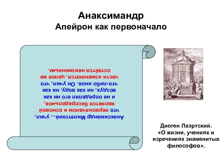 Анаксимандр Апейрон как первоначало Диоген Лаэртский. «О жизни, учениях и изречениях знаменитых