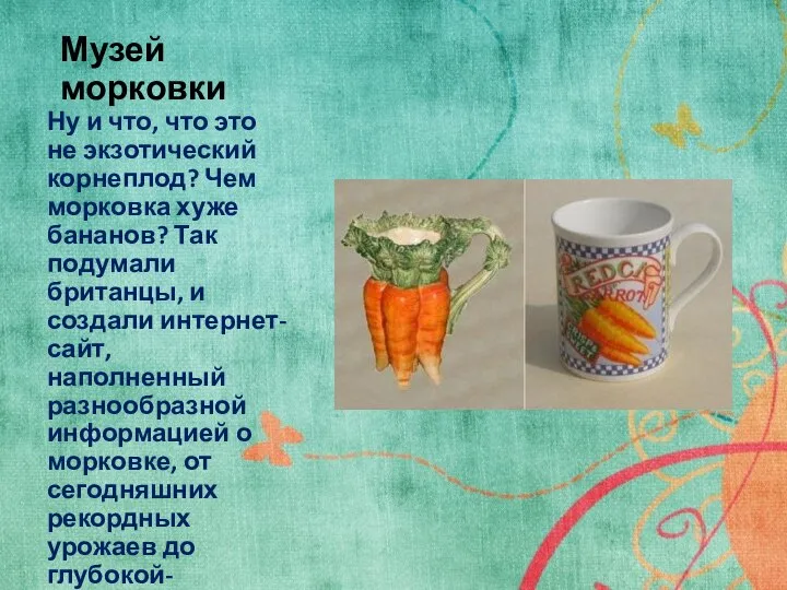 Музей морковки Ну и что, что это не экзотический корнеплод? Чем морковка