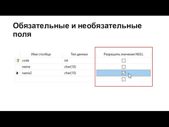 Обязательные и необязательные поля