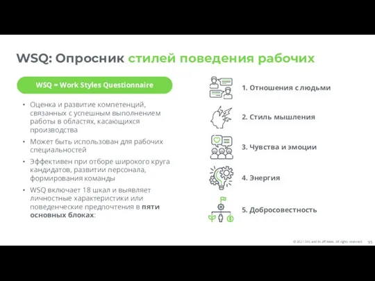 WSQ: Опросник стилей поведения рабочих Оценка и развитие компетенций, связанных с успешным