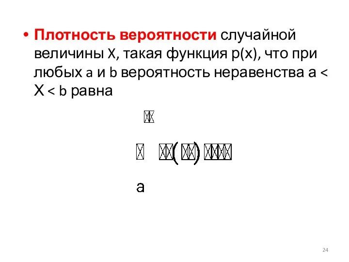 Плотность вероятности случайной величины X, такая функция р(х), что при любых a