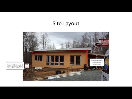 Site Layout Inverter w/ EV & nonfused AC disconnect Fused AC Disconnect & SolarEdge Energy Meter