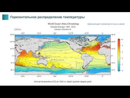 1000 м Циркуляция промежуточных слоев Горизонтальное распределение температуры