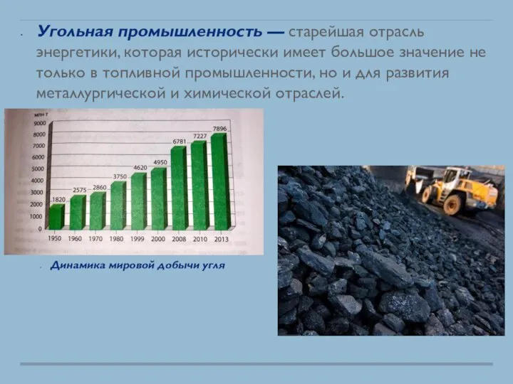 Угольная промышленность — старейшая отрасль энергетики, которая исторически имеет большое значение не