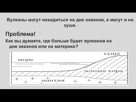 Вулканы могут находиться на дне океанов, а могут и на суше. Проблема!