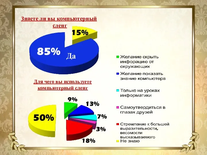 Знаете ли вы компьютерный сленг Да Для чего вы используете компьютерный сленг