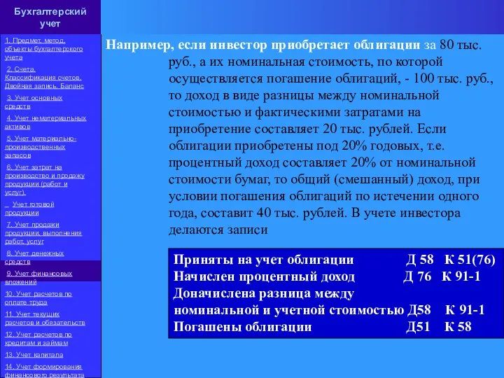 Например, если инвестор приобретает облигации за 80 тыс. руб., а их номинальная