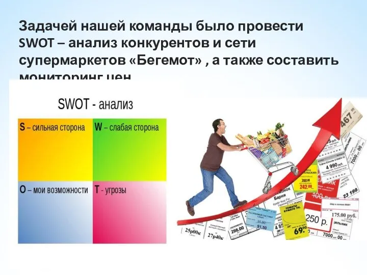 Задачей нашей команды было провести SWOT – анализ конкурентов и сети супермаркетов