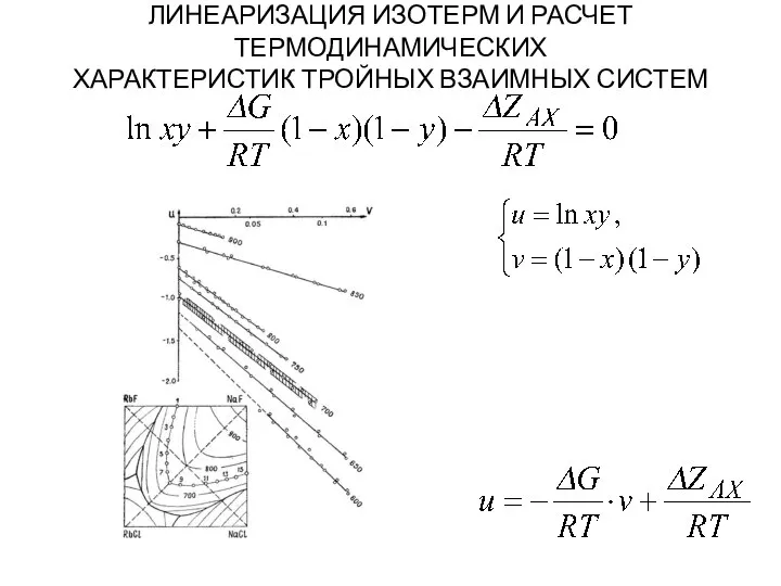 ЛИНЕАРИЗАЦИЯ ИЗОТЕРМ И РАСЧЕТ ТЕРМОДИНАМИЧЕСКИХ ХАРАКТЕРИСТИК ТРОЙНЫХ ВЗАИМНЫХ СИСТЕМ