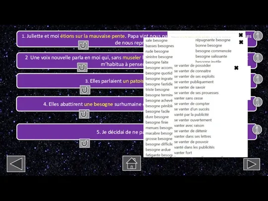 5. Je décidai de ne pas m’en vanter. 3. Elles parlaient un