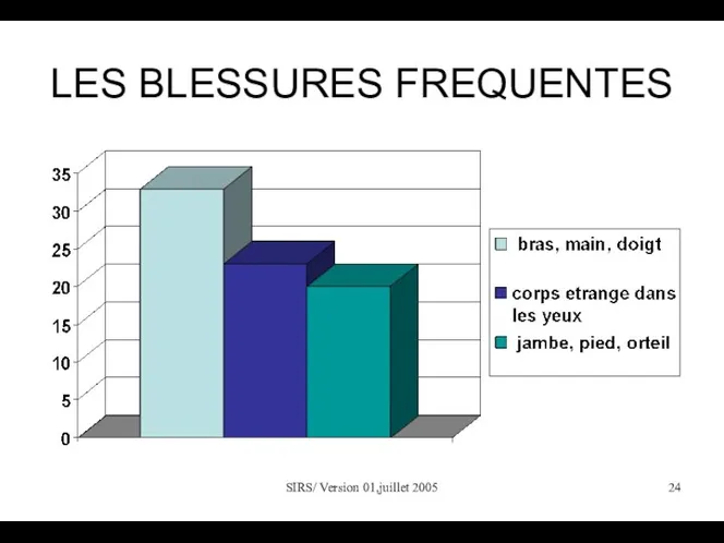 SIRS/ Version 01,juillet 2005 LES BLESSURES FREQUENTES