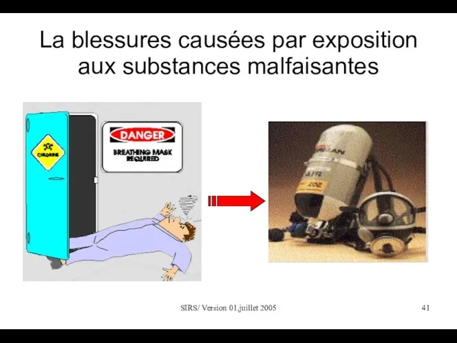 SIRS/ Version 01,juillet 2005 La blessures causées par exposition aux substances malfaisantes