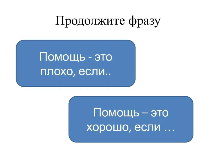 Продолжите фразу Помощь - это плохо, если.. Помощь – это хорошо, если …