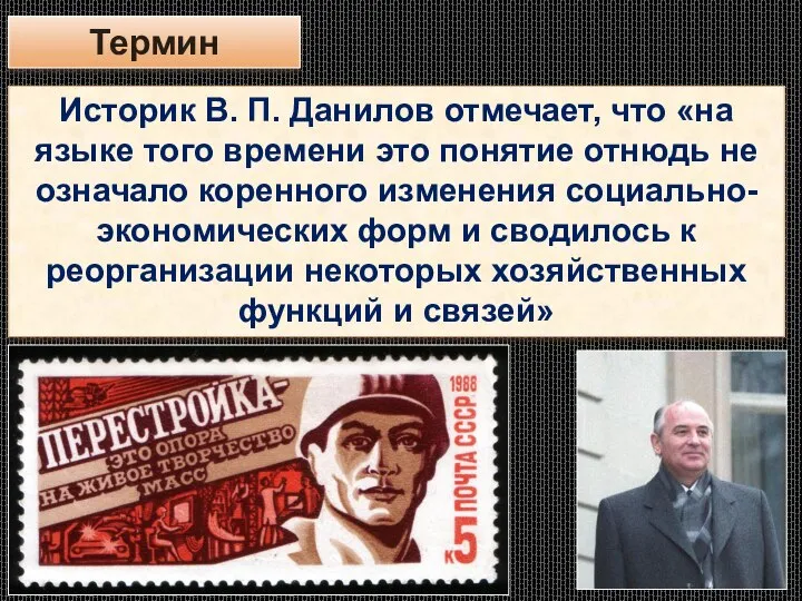 Термин Историк В. П. Данилов отмечает, что «на языке того времени это