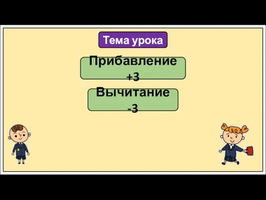 Тема урока Прибавление +3 Вычитание -3