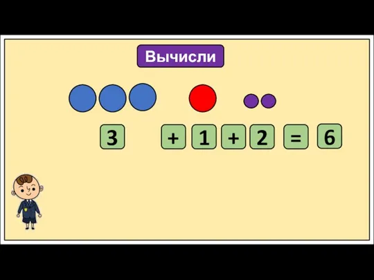 Вычисли 3 + 1 + 2 = 6