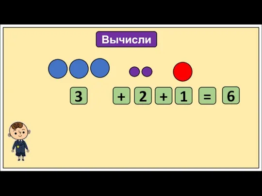 Вычисли 3 + 2 + 1 = 6