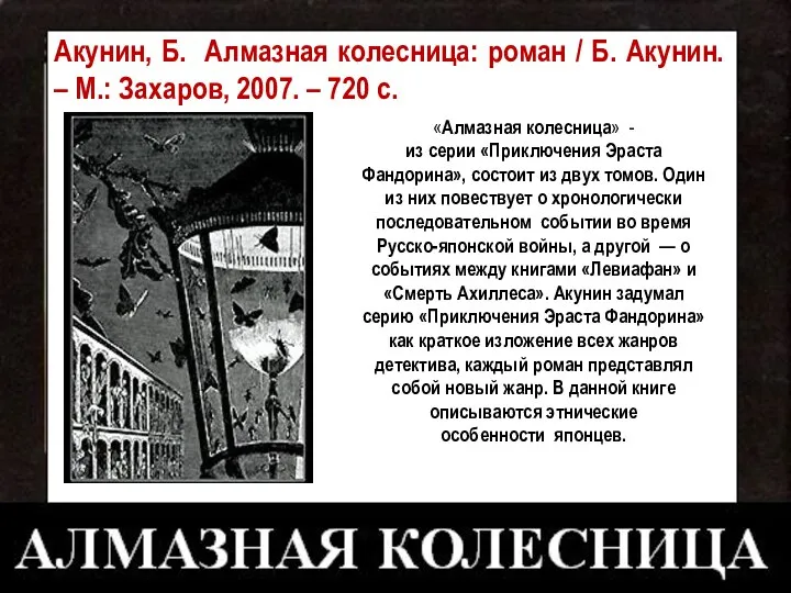 Акунин, Б. Алмазная колесница: роман / Б. Акунин. – М.: Захаров, 2007.