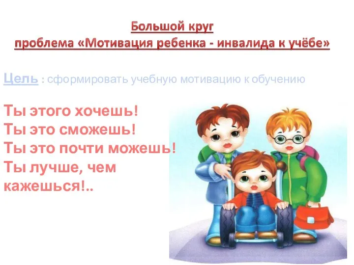 Цель : сформировать учебную мотивацию к обучению Ты этого хочешь! Ты это