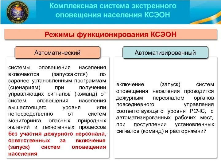 системы оповещения населения включаются (запускаются) по заранее установленным программам (сценариям) при получении