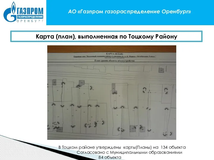 прамрроми АО «Газпром газораспределение Оренбург» Карта (план), выполненная по Тоцкому Району В