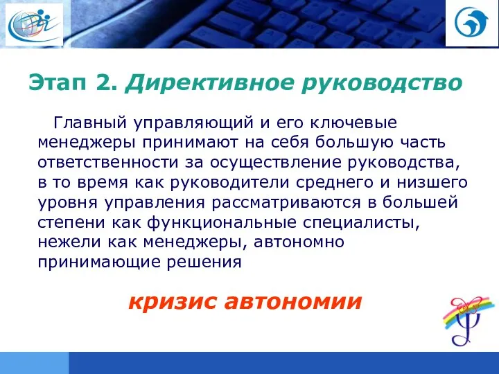 Этап 2. Директивное руководство Главный управляющий и его ключевые менеджеры принимают на