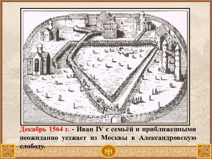 Декабрь 1564 г. - Иван IV c семьёй и приближенными неожиданно уезжает