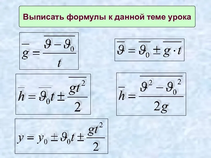 Выписать формулы к данной теме урока