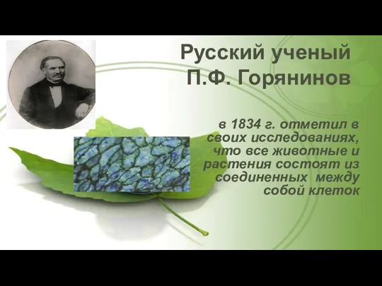 Русский ученый П.Ф. Горянинов в 1834 г. отметил в своих исследованиях, что