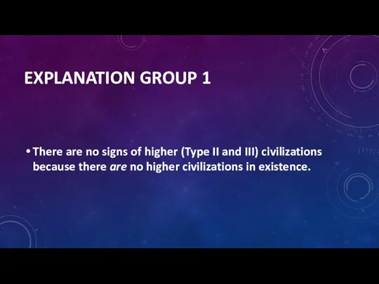 EXPLANATION GROUP 1 There are no signs of higher (Type II and