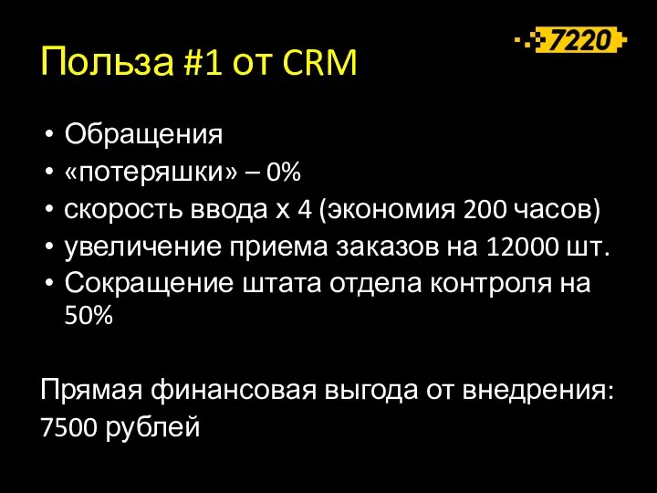 Польза #1 от CRM Обращения «потеряшки» – 0% скорость ввода х 4