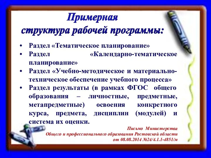 Раздел «Тематическое планирование» Раздел «Календарно-тематическое планирование» Раздел «Учебно-методическое и материально-техническое обеспечение учебного