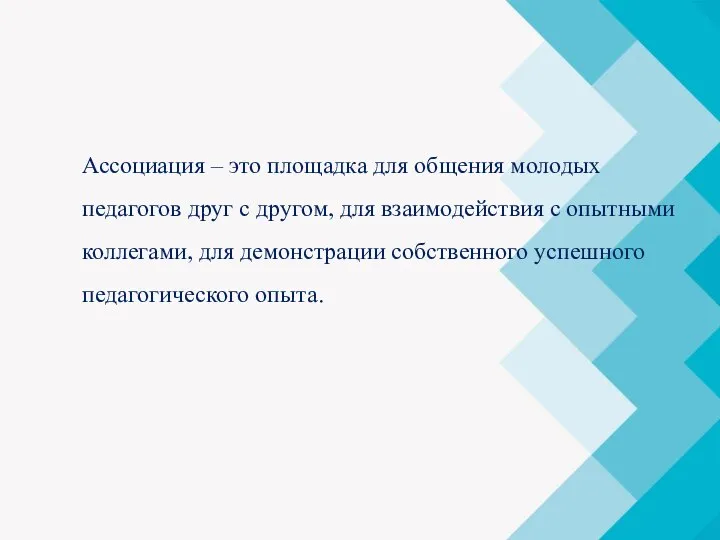 Ассоциация – это площадка для общения молодых педагогов друг с другом, для