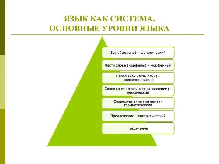 ЯЗЫК КАК СИСТЕМА. ОСНОВНЫЕ УРОВНИ ЯЗЫКА