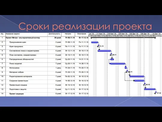 Сроки реализации проекта