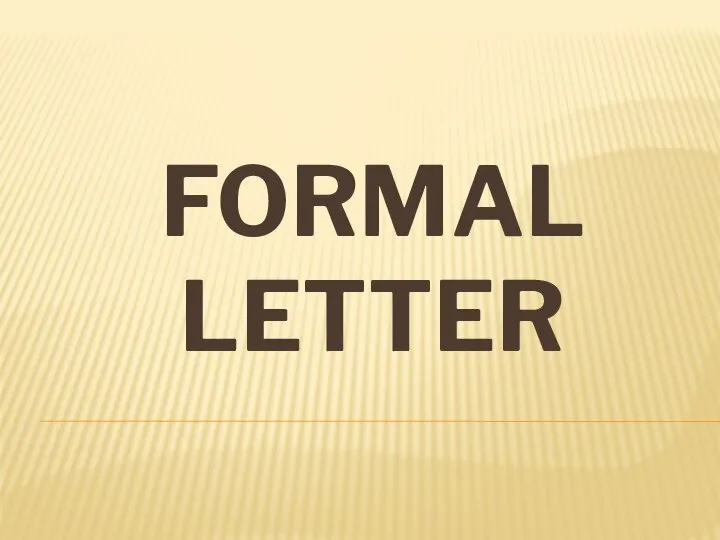 FORMAL LETTER