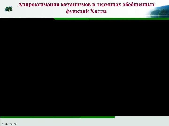 Аппроксимация механизмов в терминах обобщенных функций Хилла Регуляция экспрессии гена pyrC в