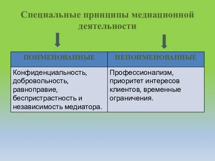 Специальные принципы медиационной деятельности