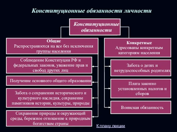 Конституционные обязанности личности Гарантии прав и свобод личности Гарантии прав и свобод