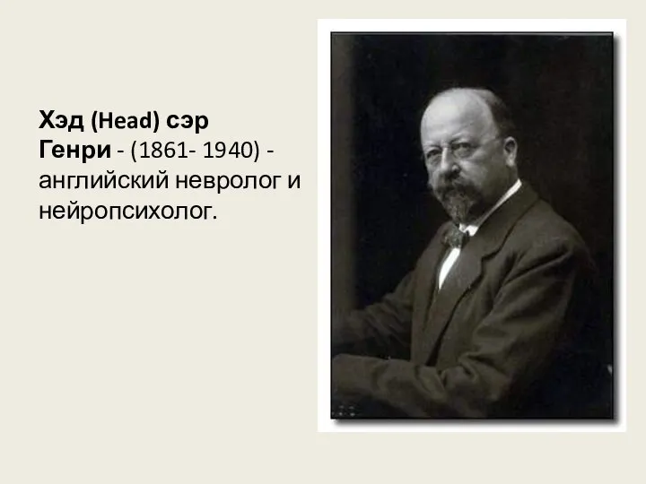 Хэд (Head) сэр Генри - (1861- 1940) - английский невролог и нейропсихолог.